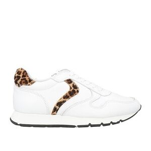 VOILE BLANCHE White Leather Sneakers with Animal Print